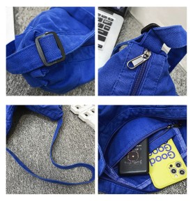 Dark blue canvas casual shoulder bag