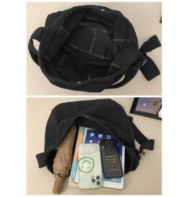 Black canvas casual shoulder bag