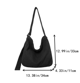 Black canvas casual shoulder bag