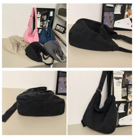 Black canvas casual shoulder bag