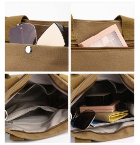 Khaki Canvas Handbag Crossbody