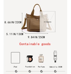 Khaki Canvas Handbag Crossbody