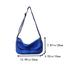 Royal blue canvas casual shoulder bag