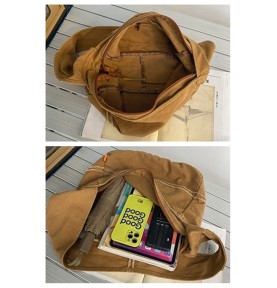 Khaki Canvas Casual Shoulder Bag