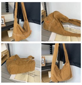 Khaki Canvas Casual Shoulder Bag