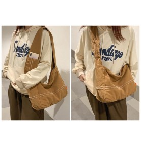 Khaki Canvas Casual Shoulder Bag