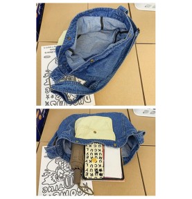 Denim Blue Contrast Canvas Shoulder Bag