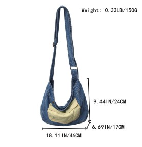 Denim Blue Contrast Canvas Shoulder Bag