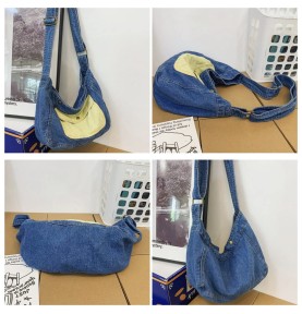 Denim Blue Contrast Canvas Shoulder Bag